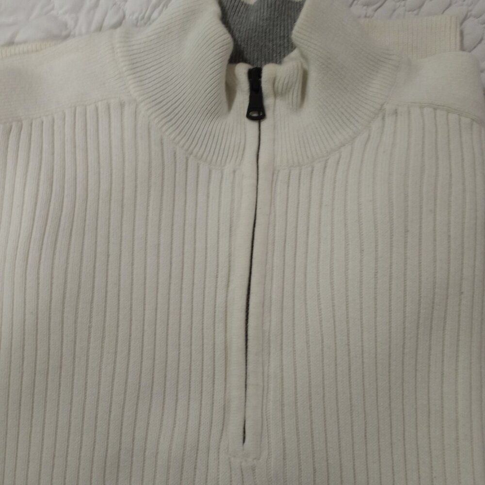 EXPRESS 100% COTTON CREAM LONG SLEEVE ZIP UP RIBBED SWEATER MEN SIZE XL